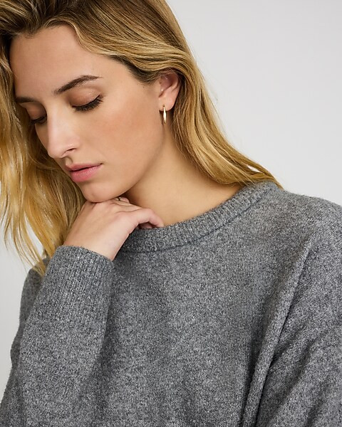 Boucle Crew Neck Tunic Sweater | Express