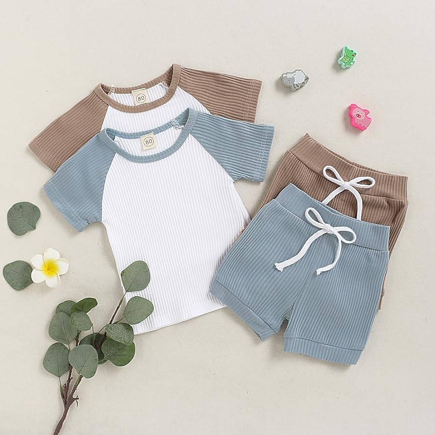 Toddler Baby Shorts Set Boy Girl Summer Short Sleeve T-Shirt and Shorts 2Pcs Outfits Set | Amazon (US)