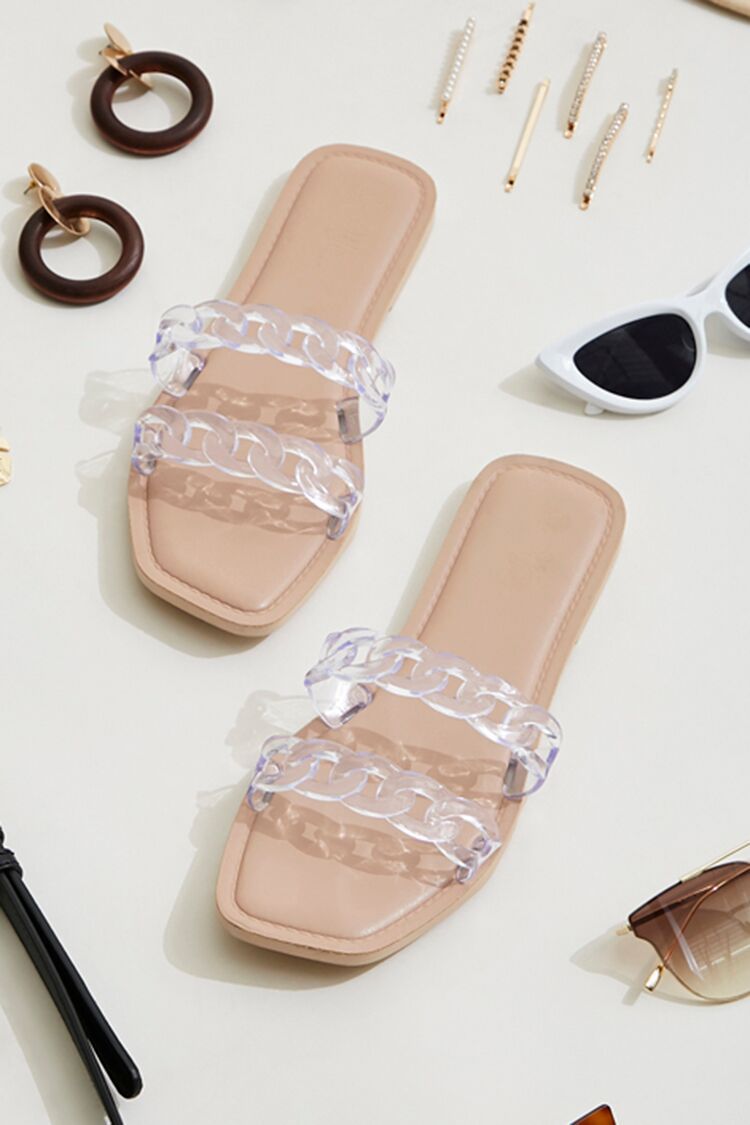 Clear Chain-Strap Sandals in Nude/Clear, Size 11 | Forever 21 (US)