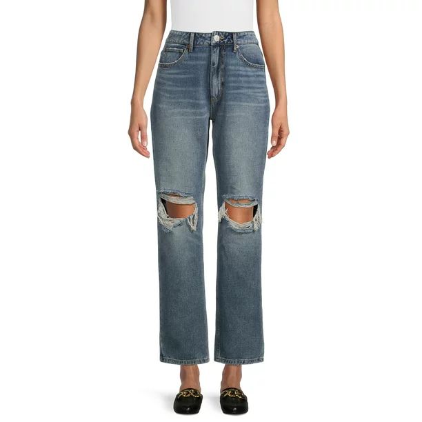 No Boundaries Juniors' High Rise Straight Jeans - Walmart.com | Walmart (US)