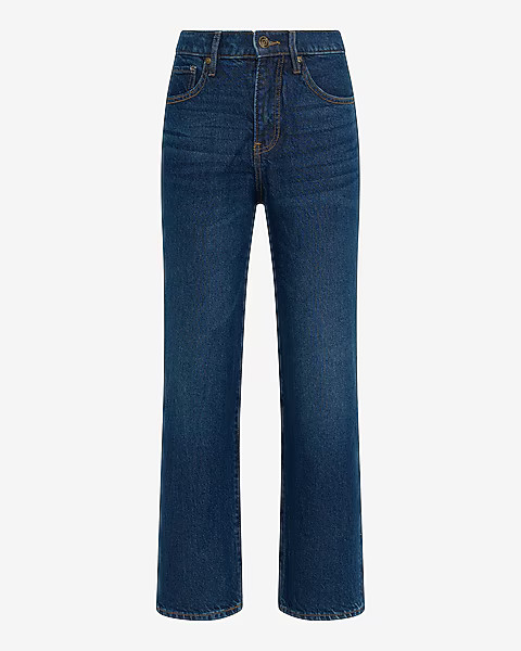 High Waisted Medium Wash Straight Ankle Jeans | Express