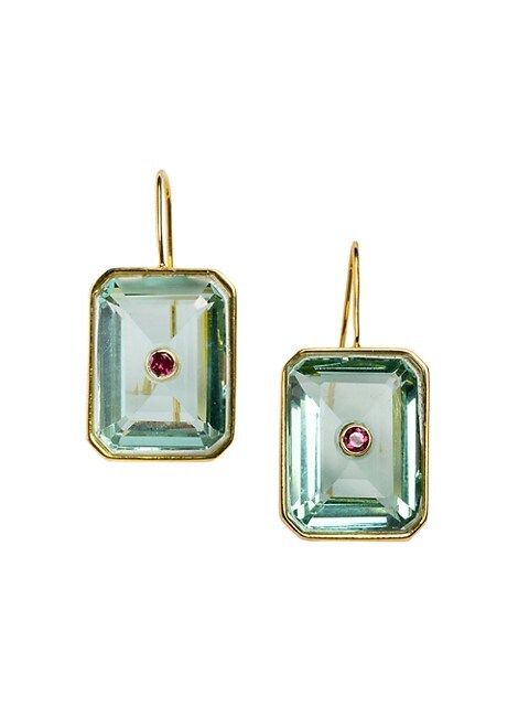 18K Goldplated, Quartz & Rhodolite Tile Earrings | Saks Fifth Avenue