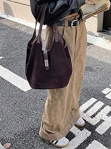 Rejolly Suede Bucket Tote Bags for Women Shoulder Bag Trendy Fall Purse Slouchy Handbag | Amazon (US)