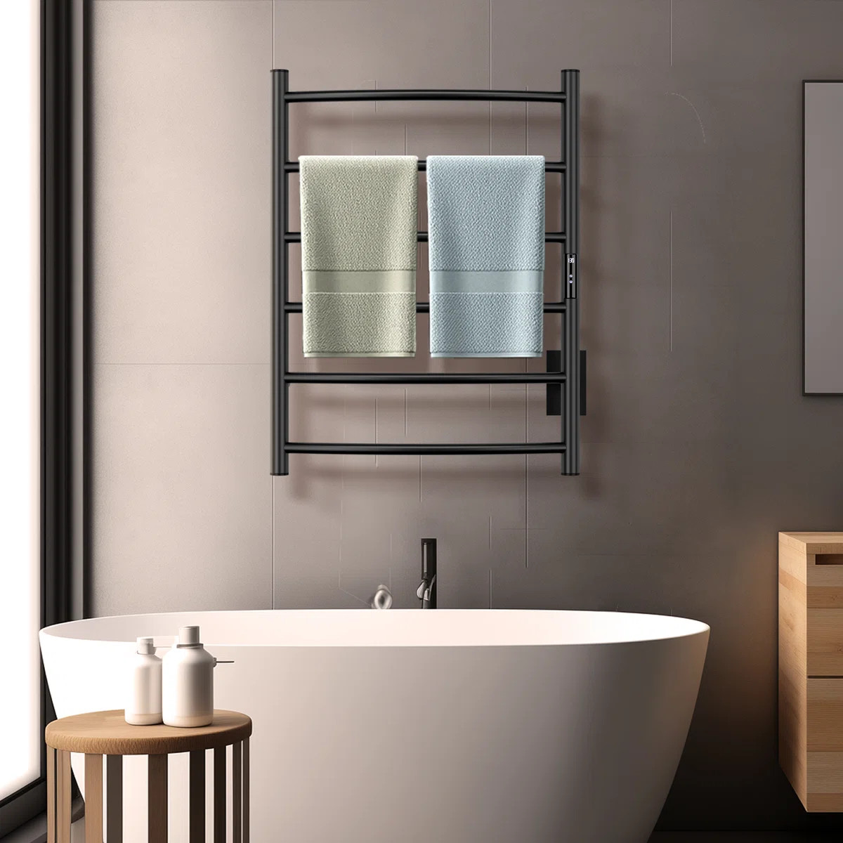 Electric Towel Warmer 6-bar Curved Bath Towel Heater BK-706-6 | Wayfair North America