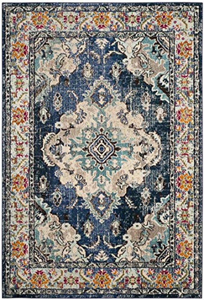 Safavieh Monaco Collection MNC243N Vintage Bohemian Navy and Light Blue Distressed Area Rug (6'7" x  | Amazon (US)