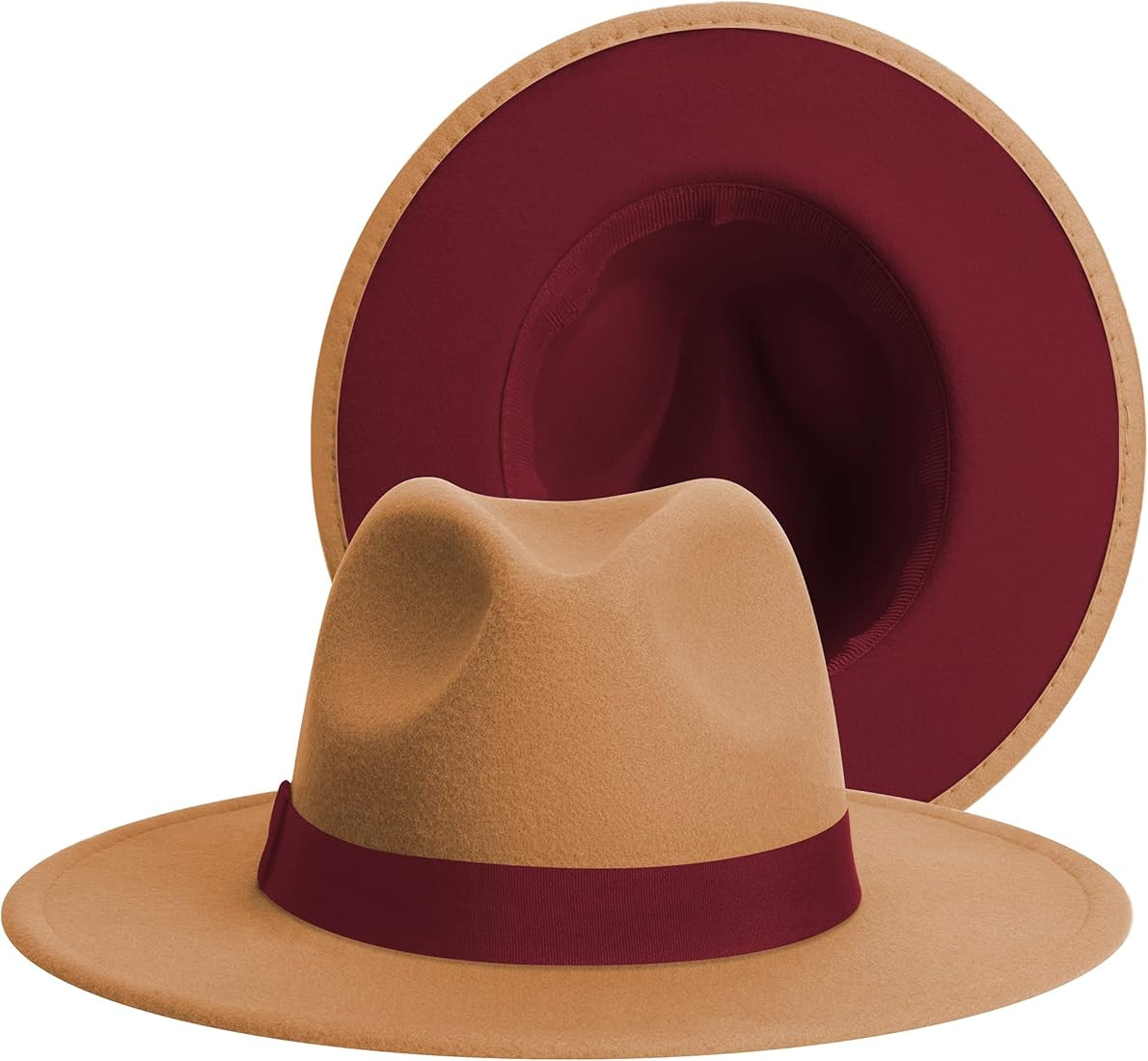 SAJUZEN Womens & Mens Fedora Hats, Wide Brim Fedora Hats for Women Men | Amazon (US)