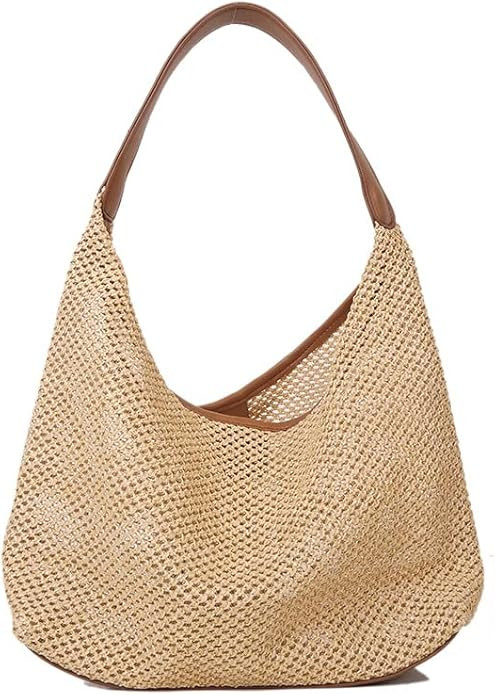 Women's hand-held woven bag small shoulder bag seaside travel beach straw bag | Amazon (US)