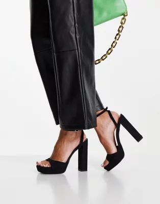 ASOS Design – Noun – Minimalistische Absatzsandalen in Schwarz mit Plateausohle | ASOS (Global)