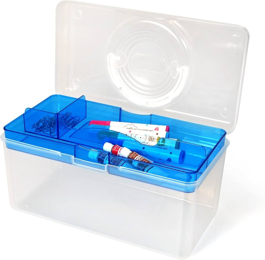livinbox Clear Plastic Portable Storage Box with handle and1 Removable Tray, First Aid Carrying C... | Amazon (US)