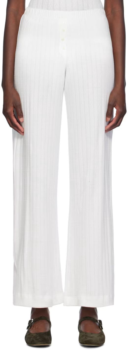 White Pointelle Boxer Lounge Pants | SSENSE