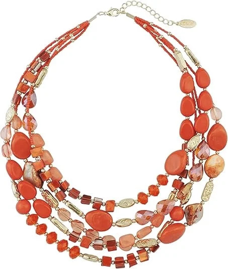 Bocar Multi Layer 5 Strand Statement Collar Beaded Necklace for Women Gift(NK_10376_Sun_Orange) | Walmart (US)