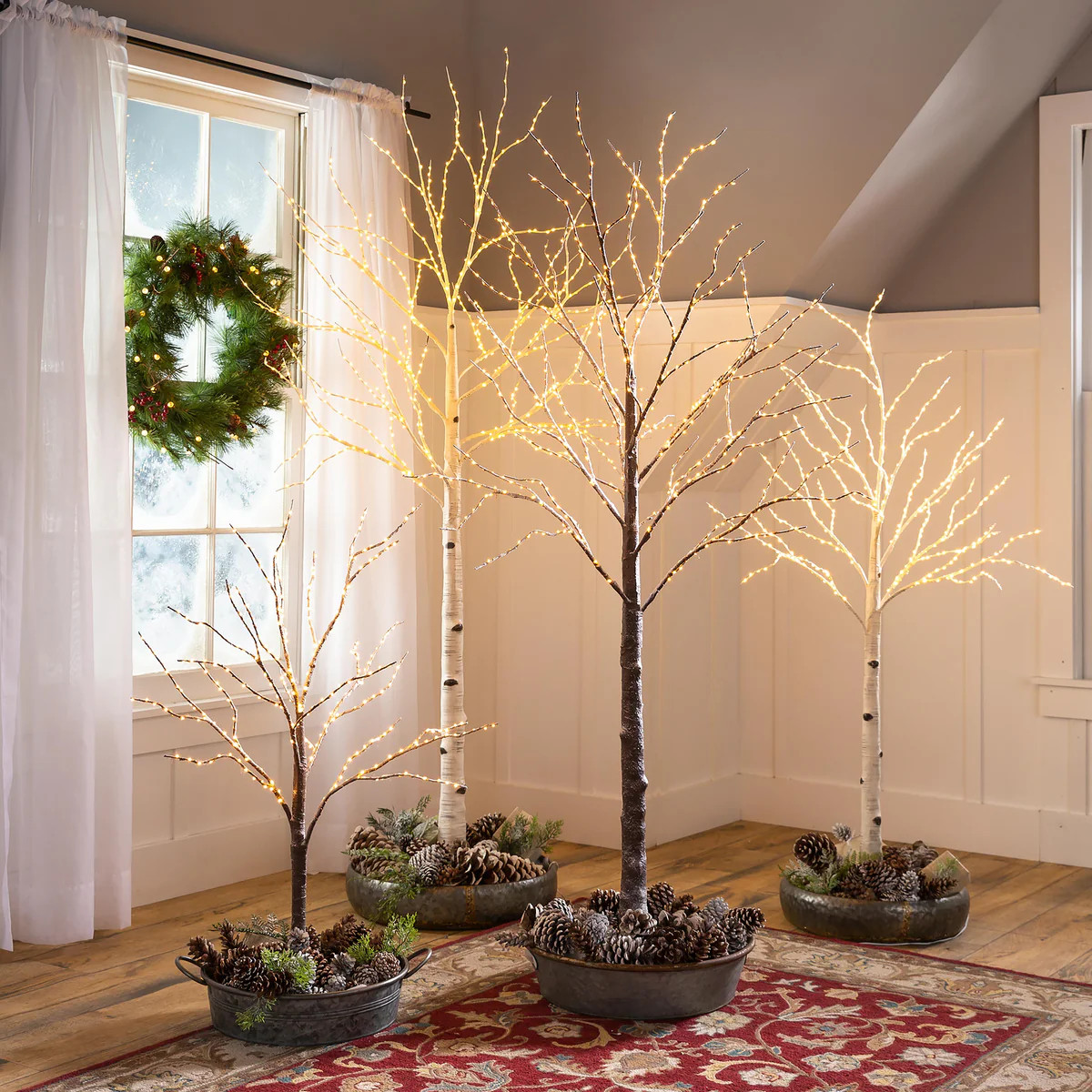 Small Indoor/Outdoor Birch Tree with 300 Warm White Lights | Plow & Hearth