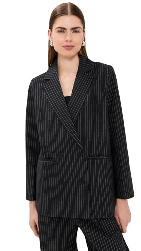 Lioness Women's La Quinta Blazer, Onyx Pinstripe, Black, Stripe, L | Amazon (US)