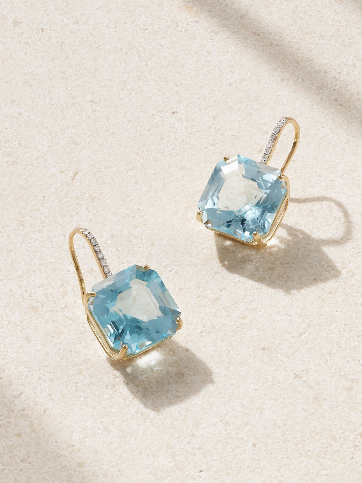 Mateo - 14-karat Gold, Topaz And Diamond Earrings - Blue | NET-A-PORTER (US)