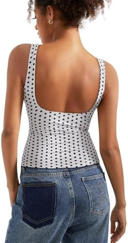 SUUKSESS Women Padded Open Back Boat Neck Tank Tops Double Lined Basic Shirts | Amazon (US)