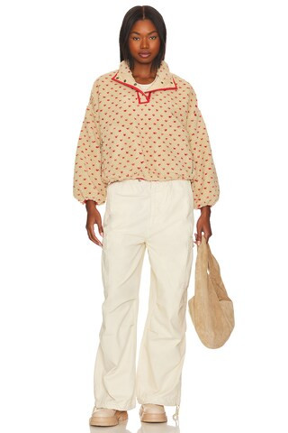 The Countryside Fleece Pullover in Oat & Red | Revolve Clothing (Global)