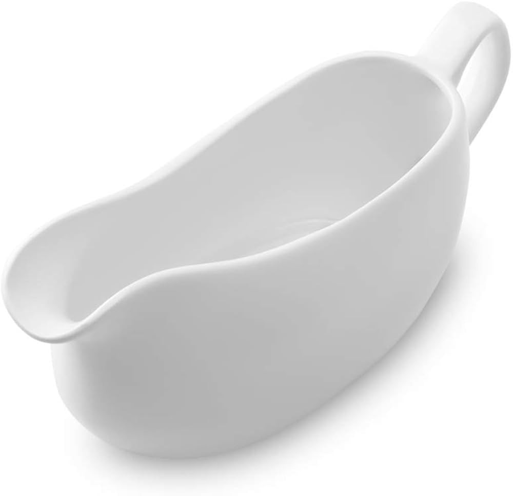 Nucookery Large 14 Oz Gravy Boat With Ergonomic Handle | White Fine Porcelain Saucier With Big Dr... | Amazon (US)