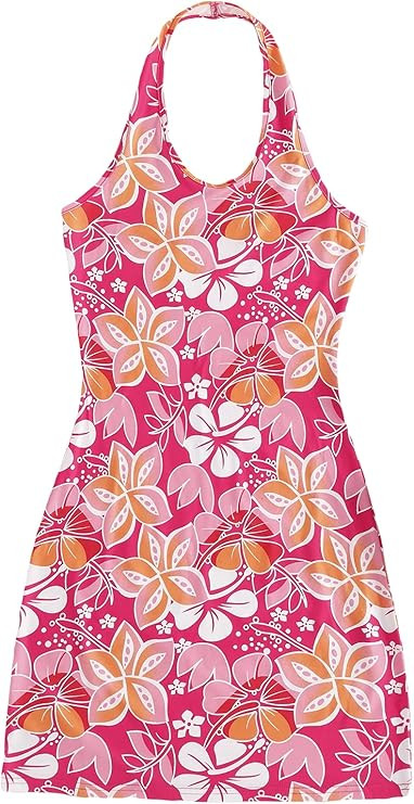 Floerns Women's Sleeveless Halter Backless Tie Back Floral Bodycon Mini Dress | Amazon (US)