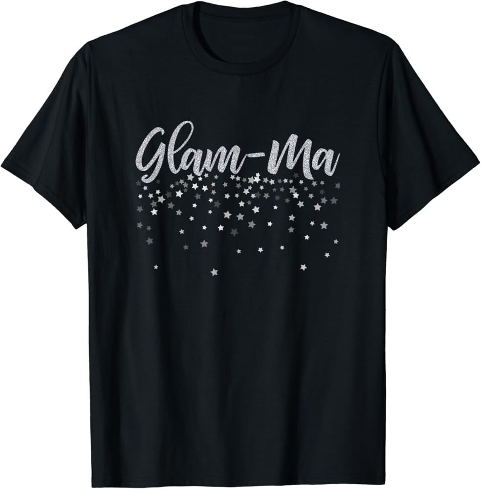 Glam-Ma Grandmother T-Shirt, Silver Stars Design Gift Tee | Amazon (US)