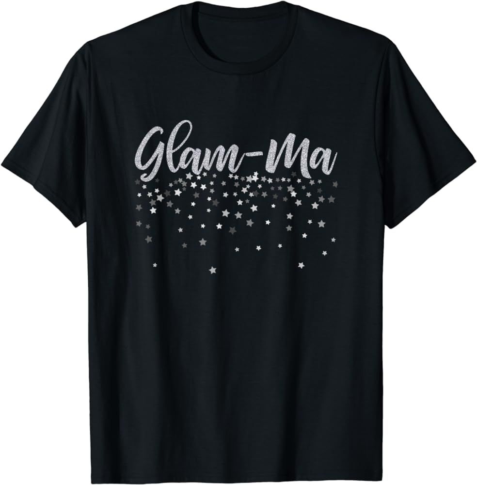 Glam-Ma Grandmother T-Shirt, Silver Stars Design Gift Tee | Amazon (US)