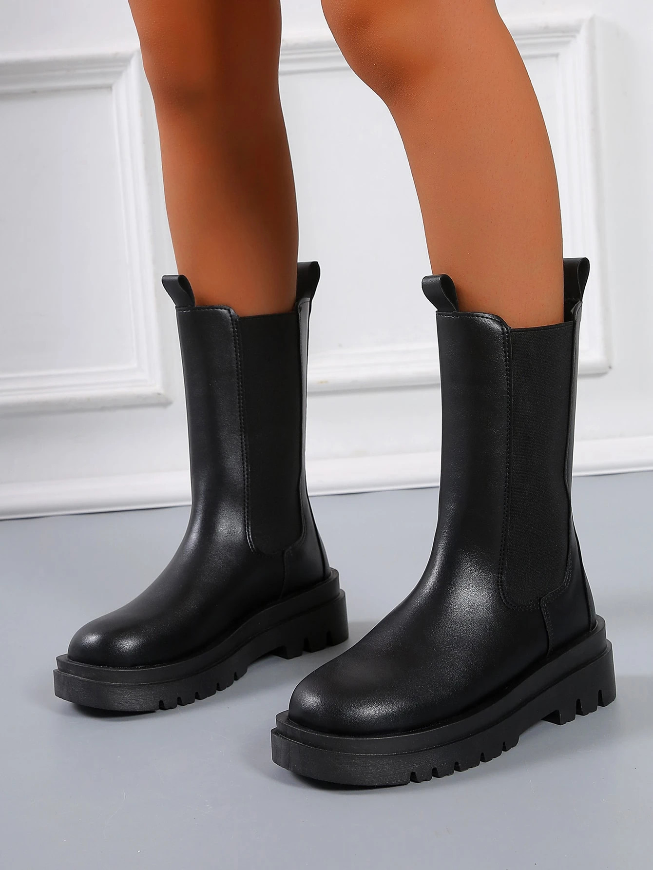 Minimalist Slip On Mid Calf Boots | SHEIN