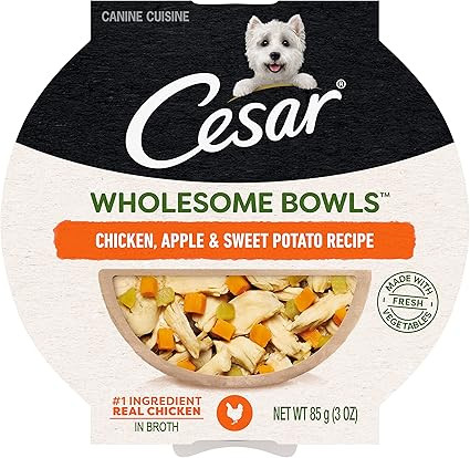 Cesar Wholesome Bowls Adult Soft Wet Dog Food Chicken, Apple & Sweet Potato Recipe, (10) 3 oz. Bo... | Amazon (US)