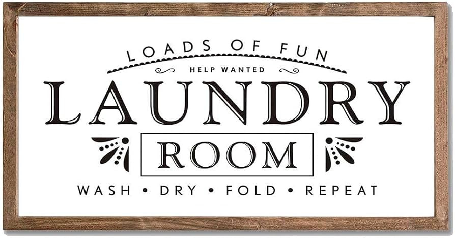 MACVAD Laundry Signs for Home Decor, Loads of Fun Wooden Laundry Room Sign Wall Decor 16 x 8 Inch | Amazon (US)