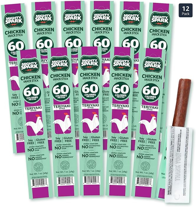 Mighty Spark Chicken Snack Sticks - Teriyaki - 6g of Protein, No Antibiotics, No Hormones, Gluten... | Amazon (US)
