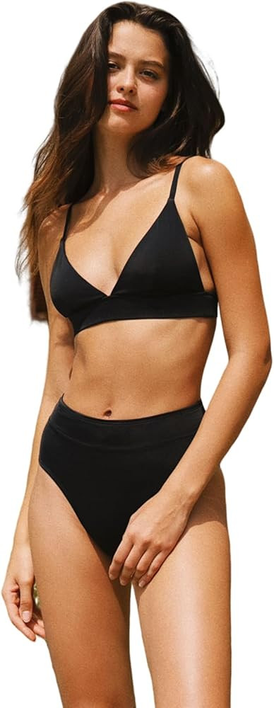 Women's Bikini Sets Two Pieces Swimsuits V Neck Tummy Control Cheeky Bottom Swimwear | Amazon (US)