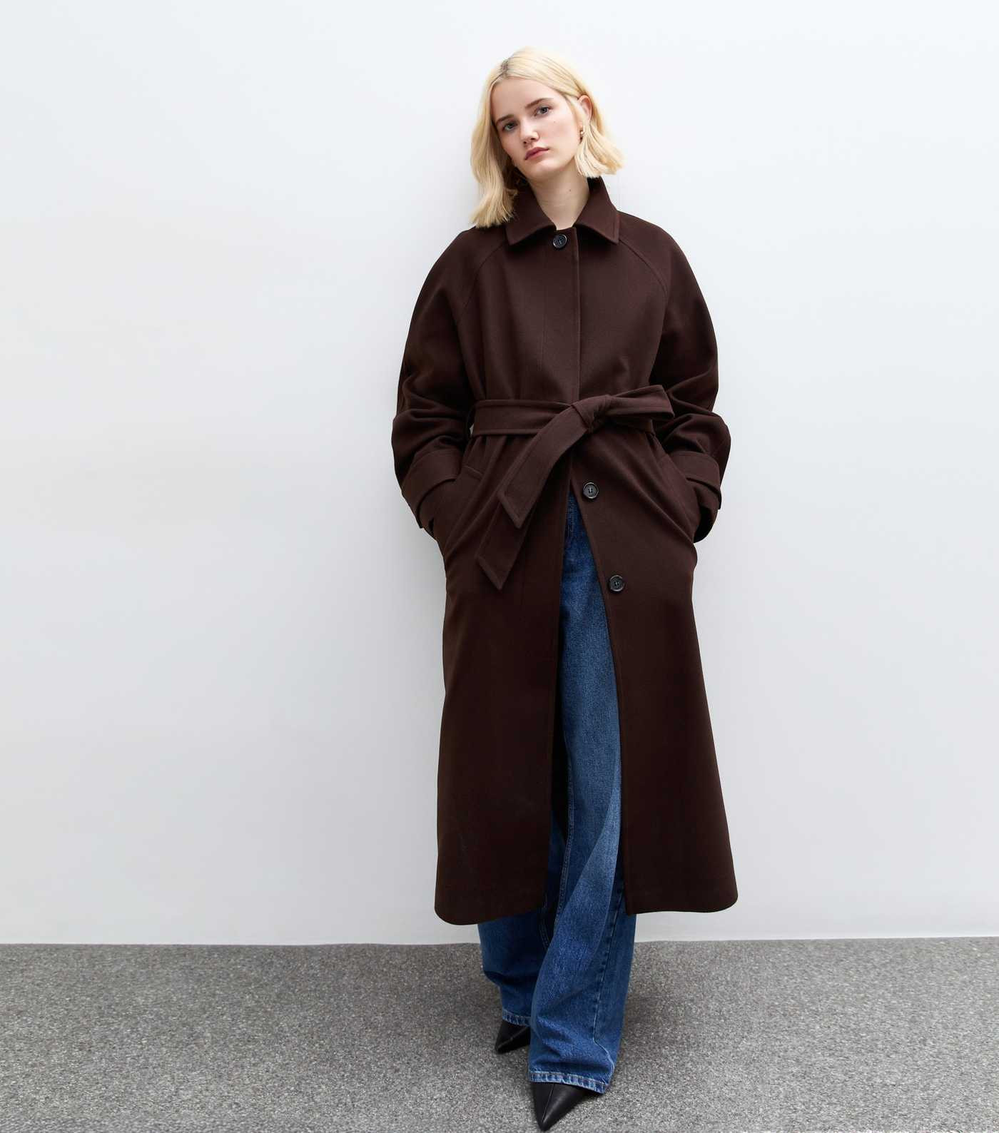 Brown Longline Belted Trench Coat | New Look | New Look (UK)