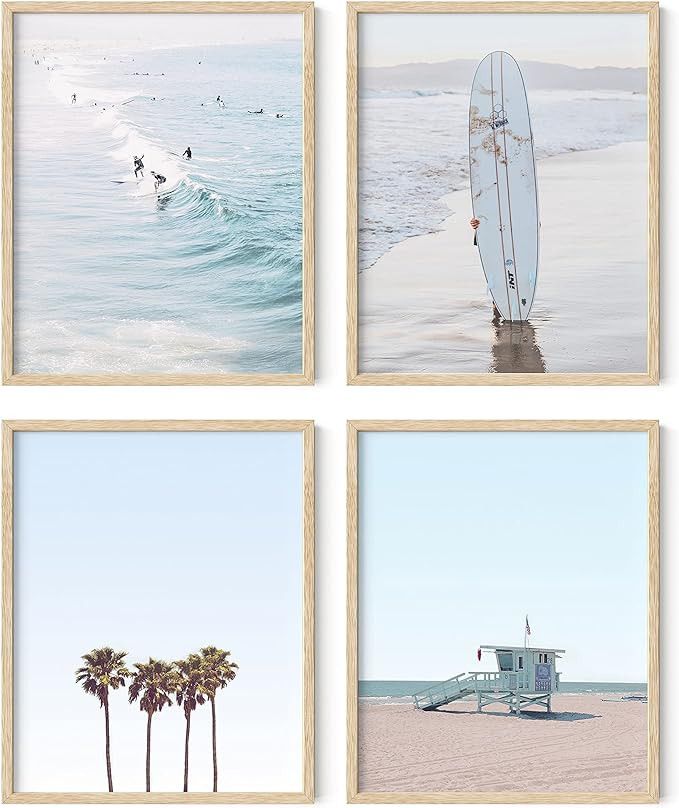 HAUS AND HUES Beach Wall Art Prints - Set of 4 Ocean Beach Decor Art Prints, Nautical Themed Beac... | Amazon (US)