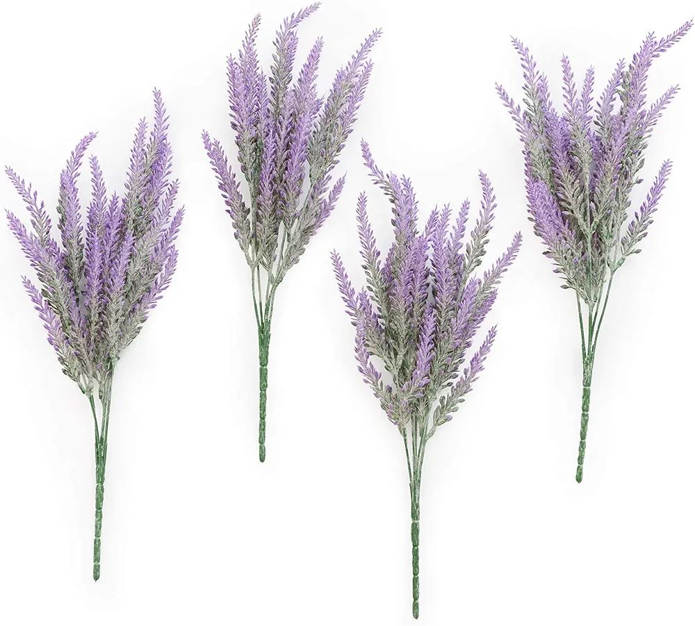 Ling's Moment Artificial Purple Lavender, 4 Bushes Fake Lilac Flower for Wedding Bouquet DIY Tabl... | Amazon (US)