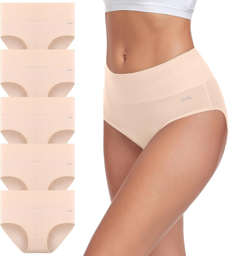 coskefy Women's High Waisted Cotton Underwear Soft Breathable Panties Stretch Briefs Ladies Panti... | Amazon (US)
