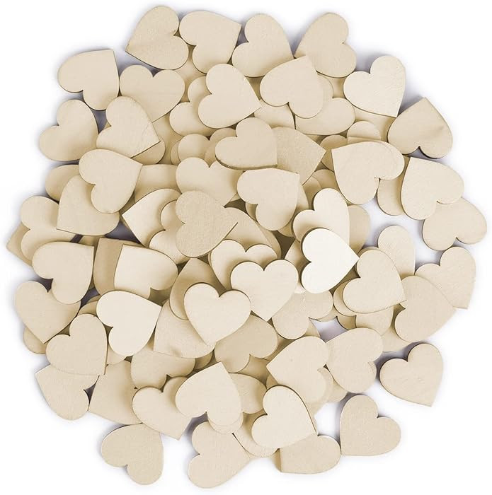 100Pcs 2" Wooden Hearts for Crafts, Small Wood Hearts Cutout Slices, DIY Unfinished Wooden Orname... | Amazon (US)