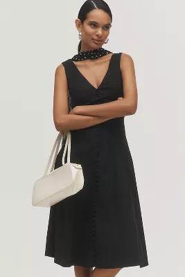 By Anthropologie Sleeveless V-Neck Button-Front Midi Dress | Anthropologie (US)