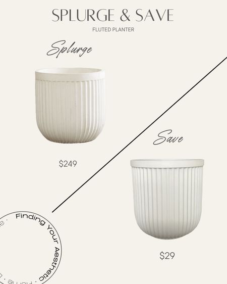 Looking for a modern fluted planter? Options for high and low budgets. Get the designer concrete fluted planter from Pottery Barn or the look for less with this Walmart outdoor find. 

Splurge vs save home // look for less home // outdoor planters // designer inspired home 

#LTKSaleAlert #LTKSeasonal #LTKHome