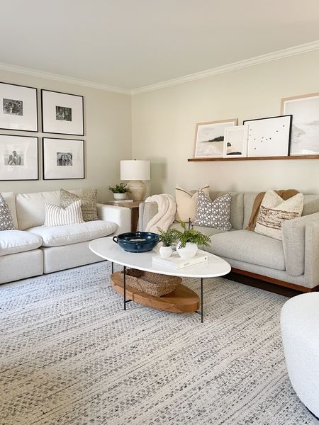 Modern coastal living room, wool rug, coffee table, wall shelf, lamp, home decor 

#LTKstyletip #LTKhome