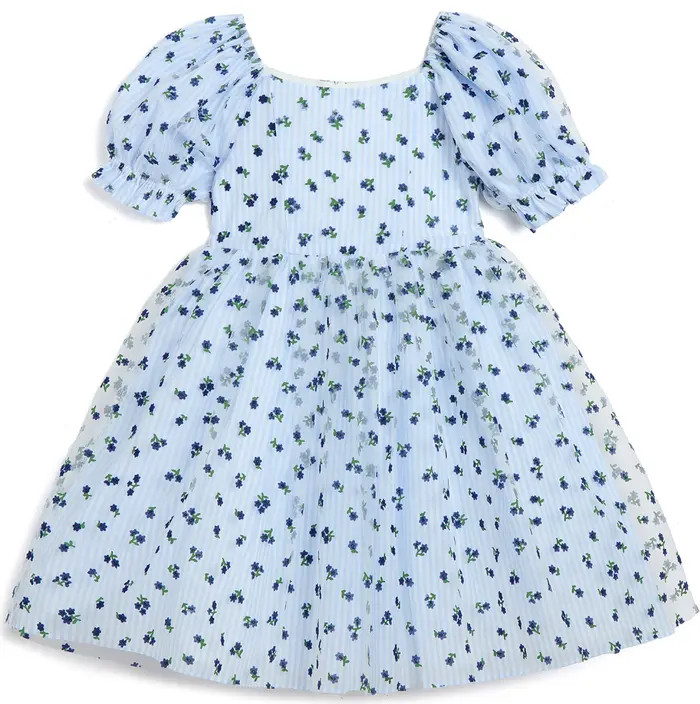 Pippa & Julie Kids' Floral Stripe Puff Sleeve Dress | Nordstromrack | Nordstrom Rack