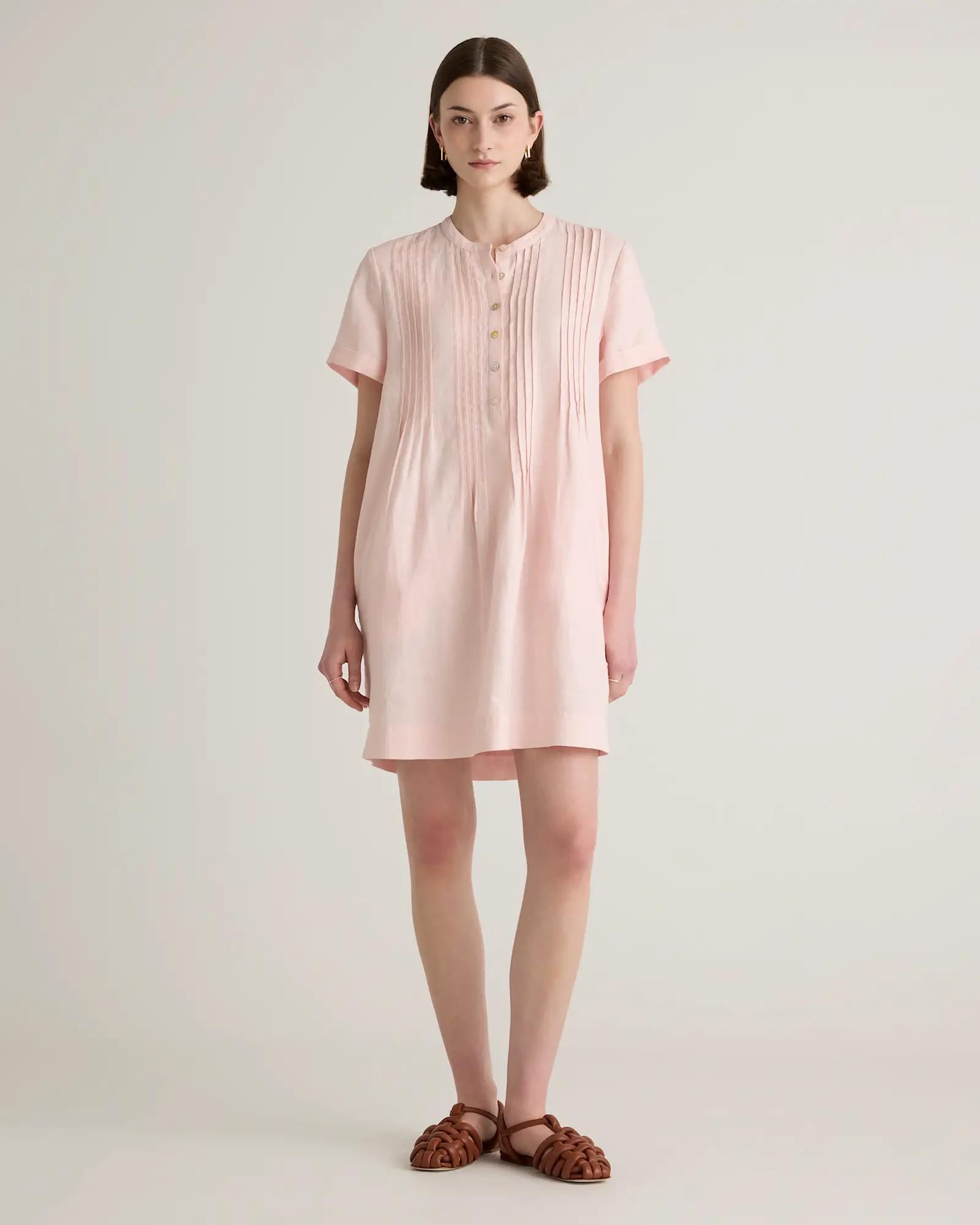 100% European Linen Short Sleeve Swing Dress | Quince