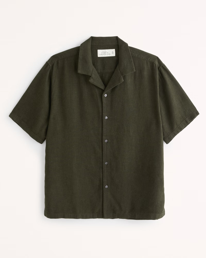 Camp Collar Summer Linen-Blend Shirt | Abercrombie & Fitch (US)