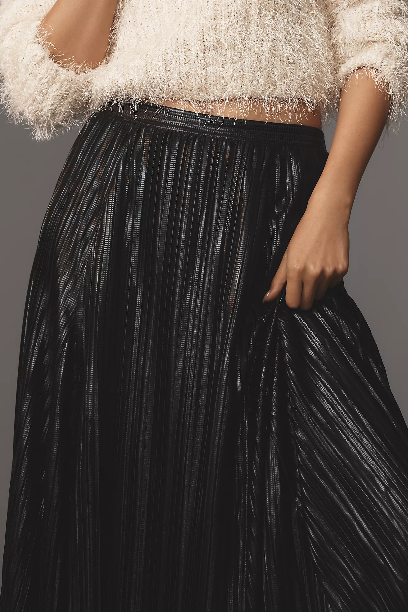 By Anthropologie Metallic Pleated Midi Skirt | Anthropologie (US)