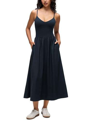 CRZ YOGA V Neck Maxi Tank Dress for Women - Adjustable Straps Sleeveless Flowy Casual Outfits wit... | Amazon (US)