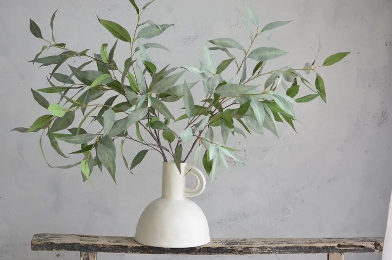 39" Faux Eucalyptus Branch, Artificial Eucalyptus and Wedding Greenery, Fake Plant, Home/Kitchen ... | Etsy (US)