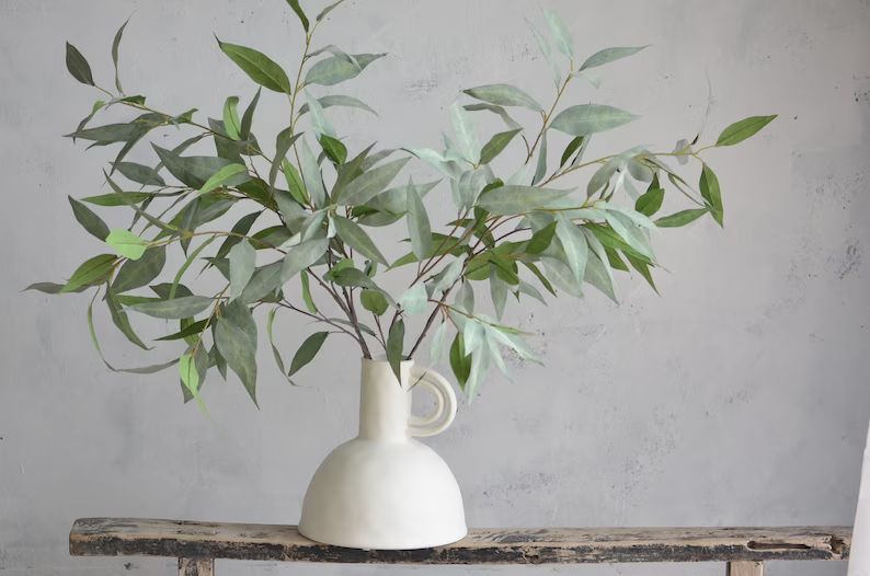 39" Faux Eucalyptus Branch, Artificial Eucalyptus and Wedding Greenery, Fake Plant, Home/Kitchen ... | Etsy (US)
