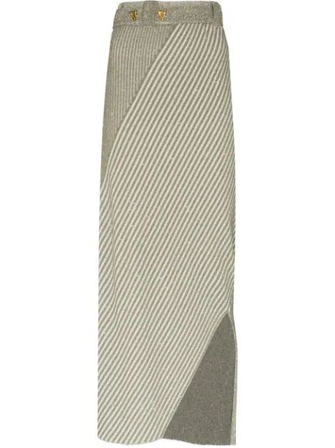 AERON Asymmetric Knitted Striped Skirt - Farfetch | Farfetch Global
