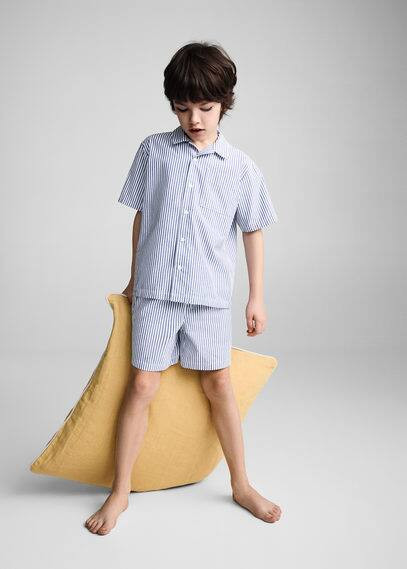 Striped cotton short pyjamas dark navy - Kids - 11-12 years - MANGO KIDS | MANGO (UK)