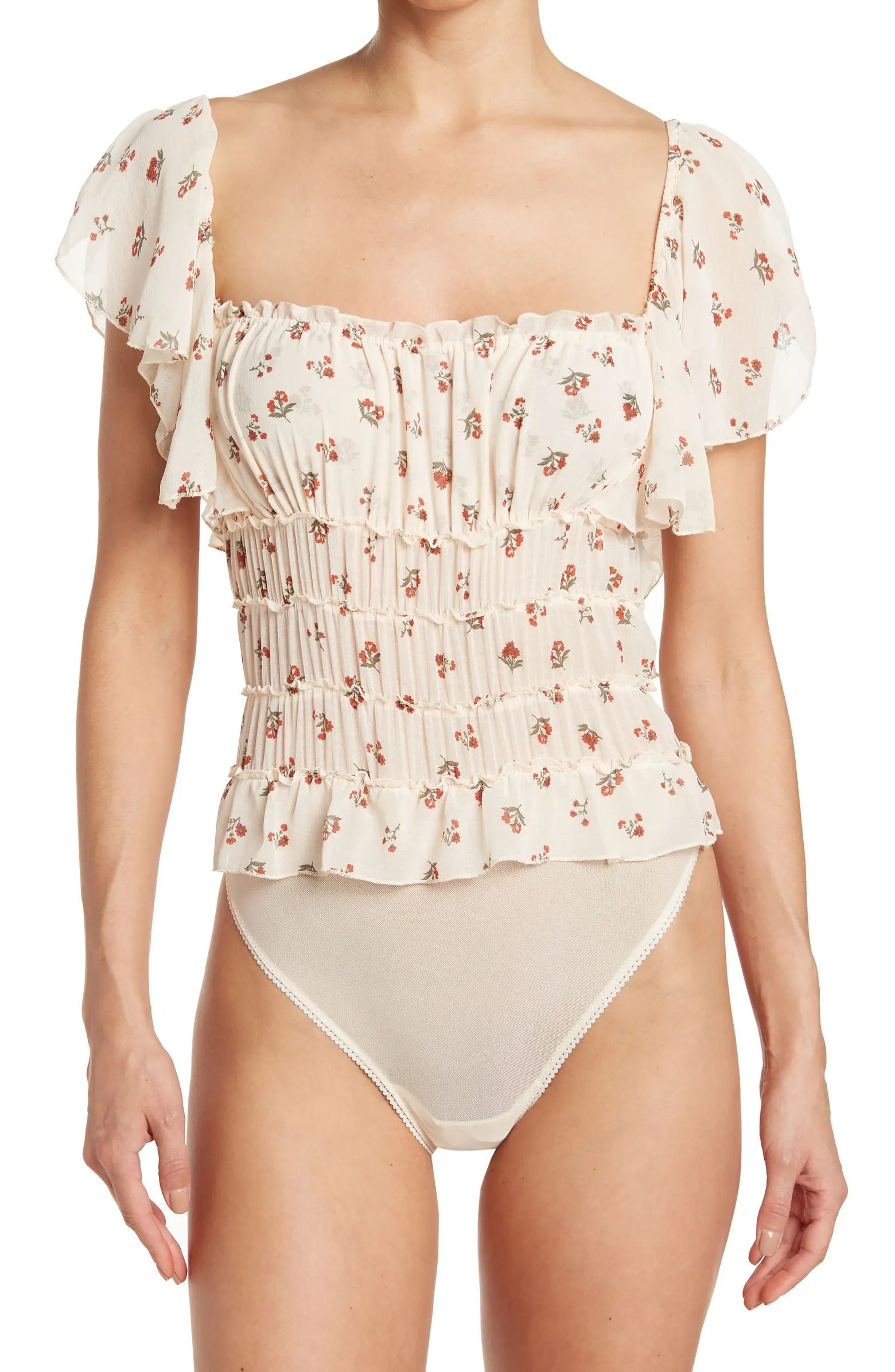 Sheer Ruffle Juliet Bodysuit | Nordstrom Rack