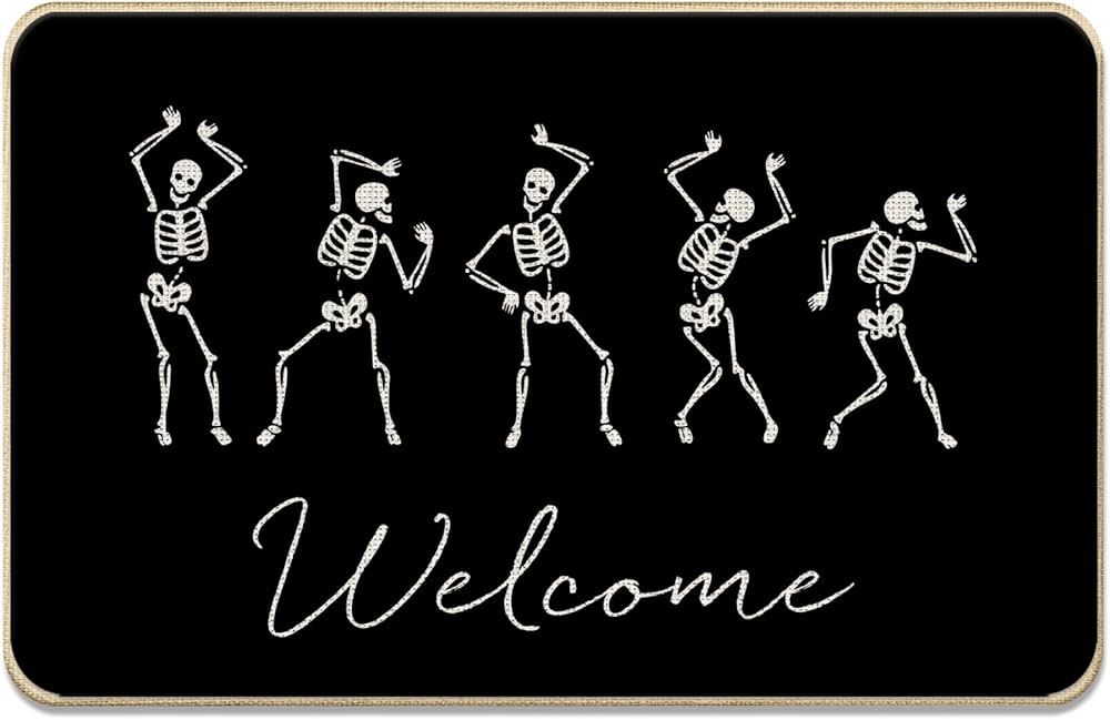 DOTAIN Halloween Skull Dance Horror Scary Doormat Door Mats Rug Decor,Halloween Skull Skeleton Bo... | Amazon (US)