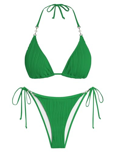 String High Cut Cheeky Swim Suit with Low Rise Bikini Bottoms for Beach Swimwear | Amazon (US)