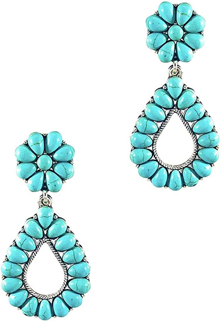 Turquoise Bohemian Small Delicate Metal Fashion Earring Teardrop Earrings Jewelry Gifts for Women | Amazon (US)